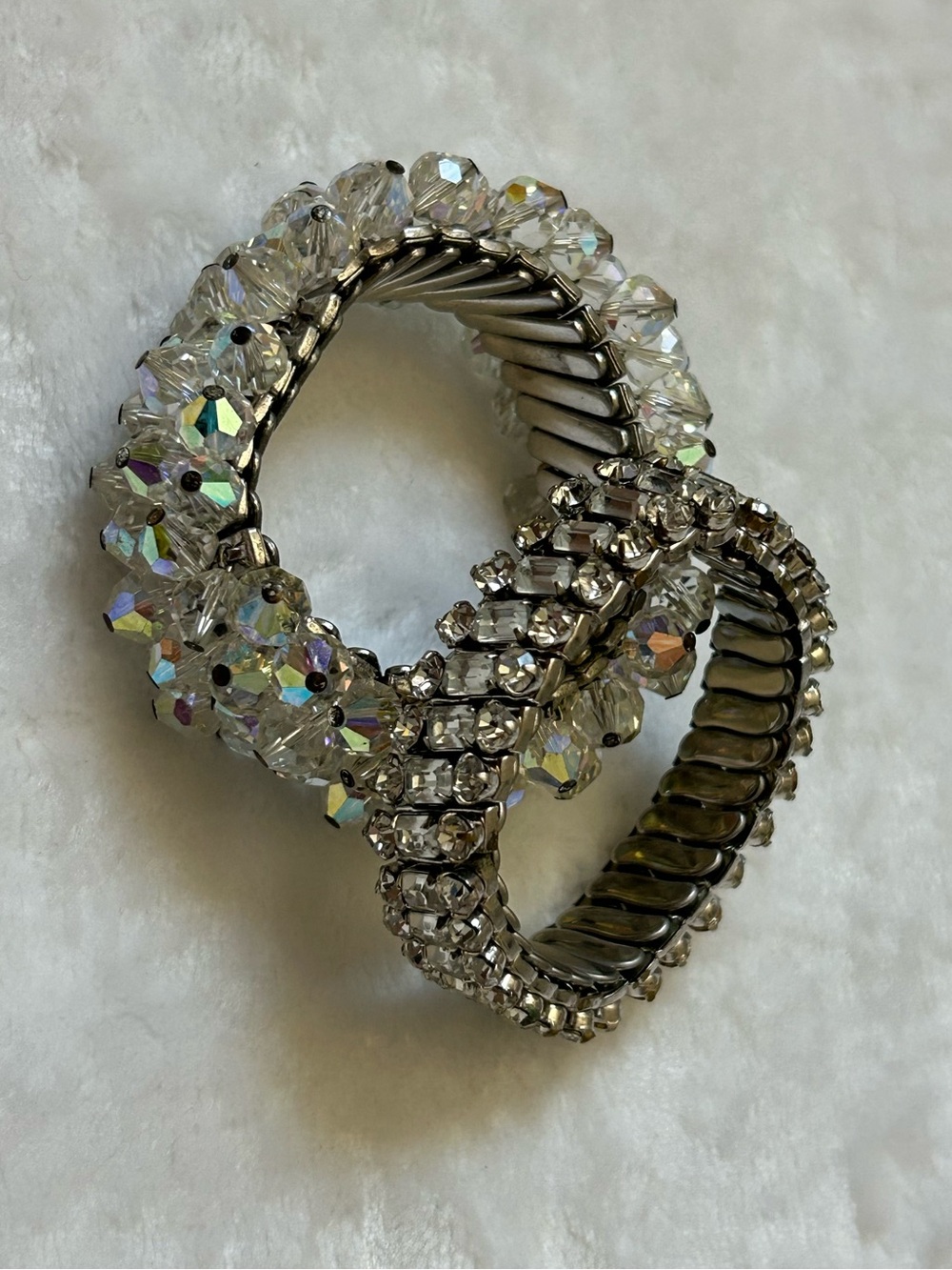 Vintage Rhinestone Crystal Bracelet Set